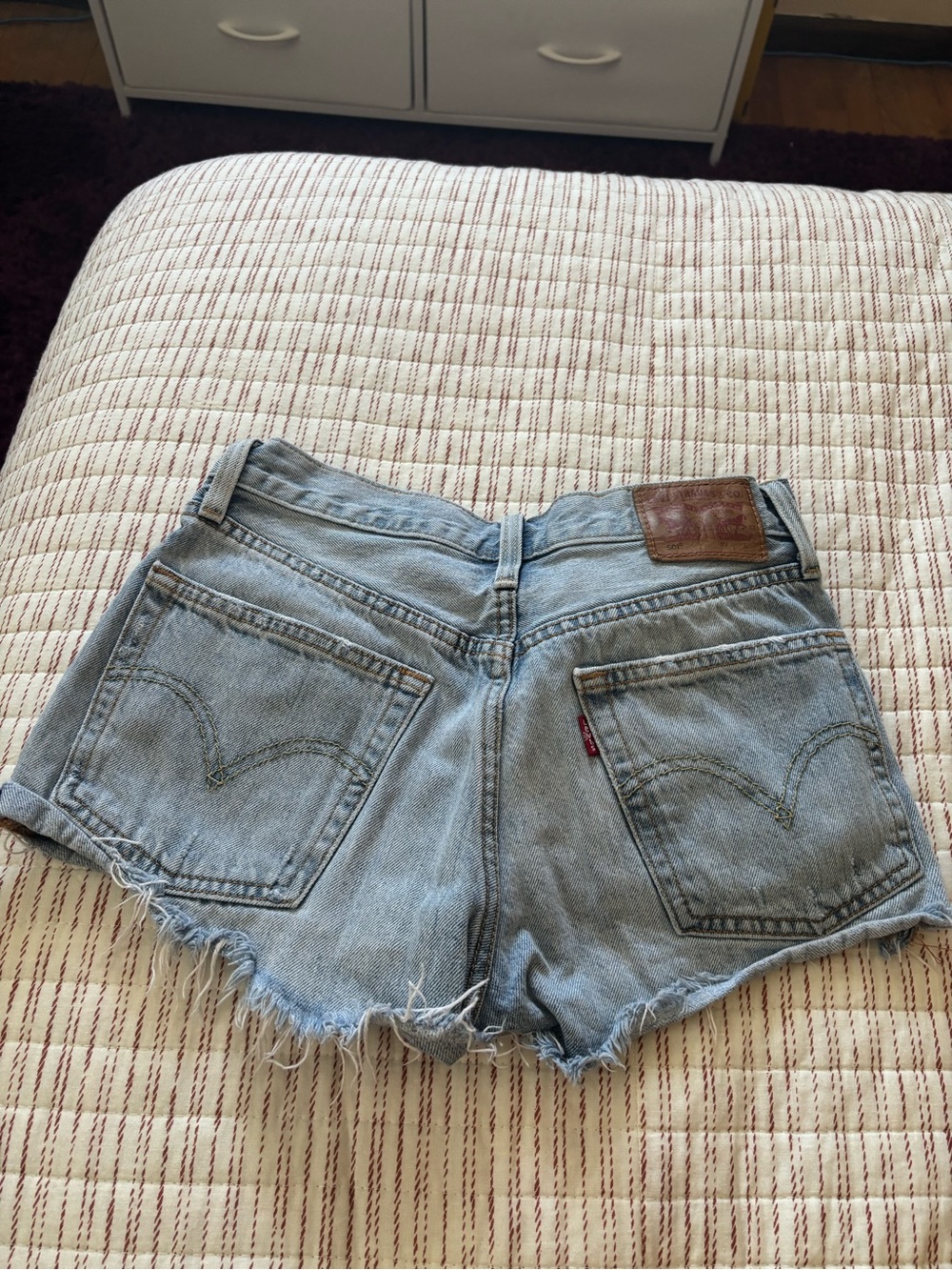 Levi's Light Blue Denim Cutoff Shorts with Frayed Hem